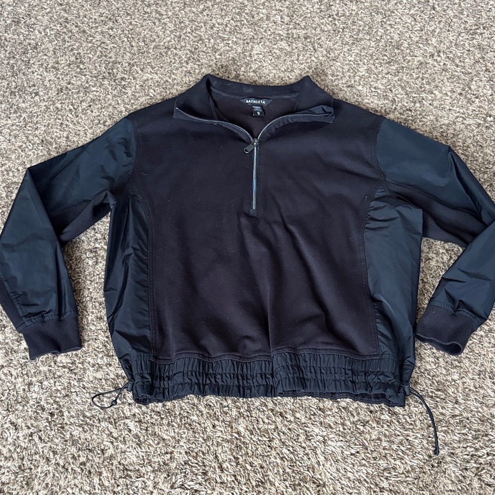 Athleta Triumph Hybrid Half Zip Sweatshirt Black size XS